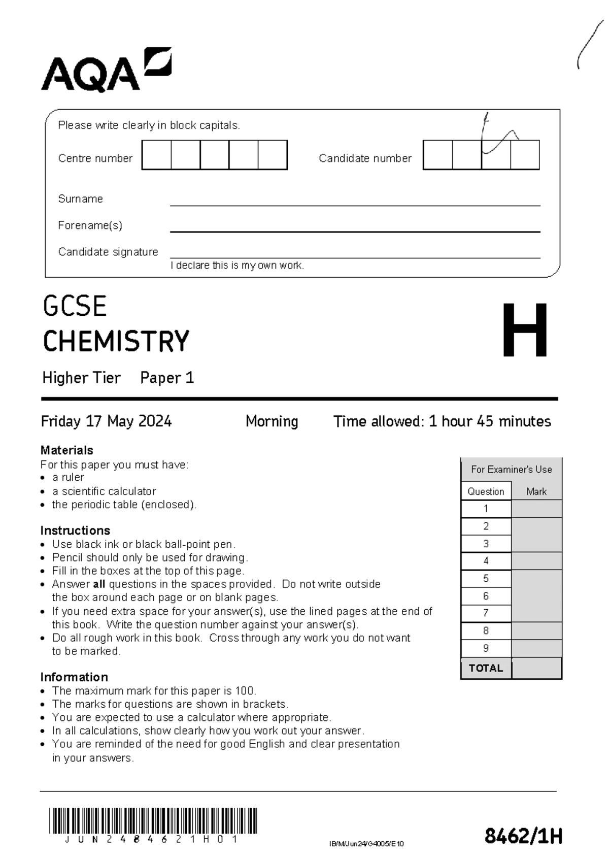 GCSE ENGLISH LANGUAGE Paper 1: Creative Reading & Writing Exam 2024 ...