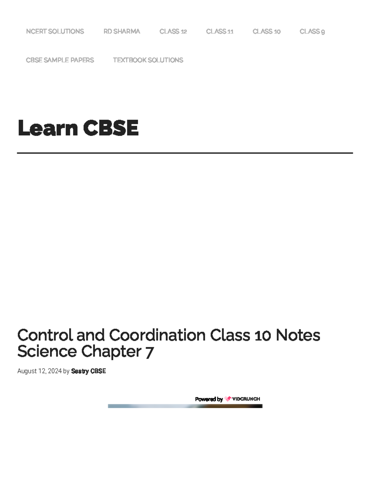 Control and Coordination Class 10 Science Notes - Chapter 7 Overview ...