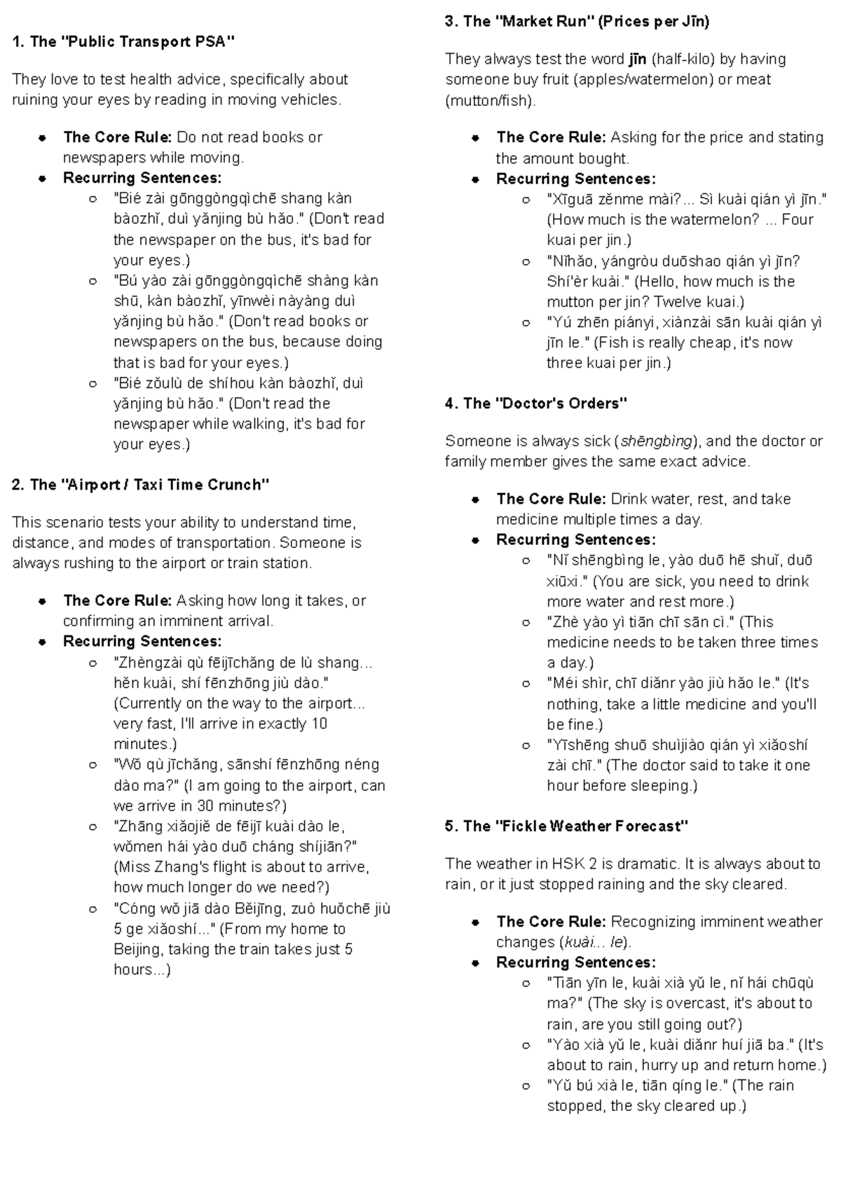 HSK 2 Patterns: Essential Notes for Language Mastery - Studocu