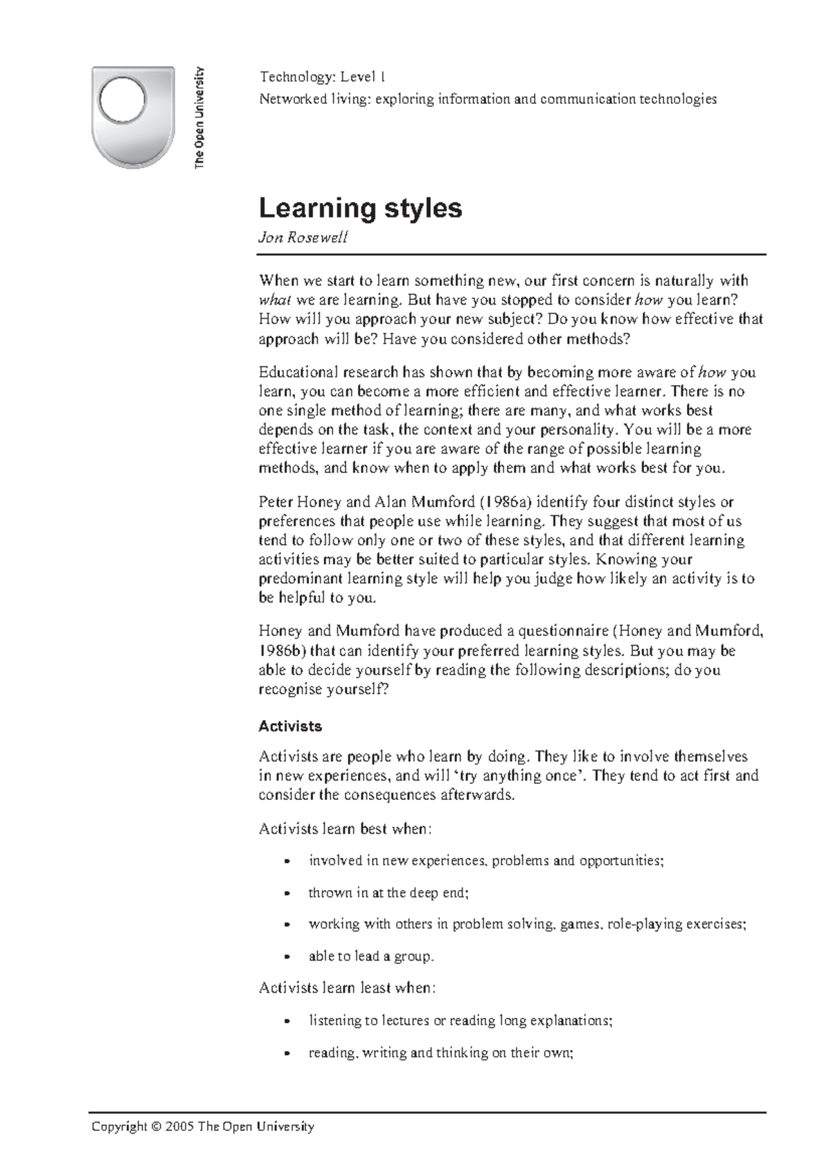 Understanding Learning Styles: Insights for Effective Learning (Tech 1 ...