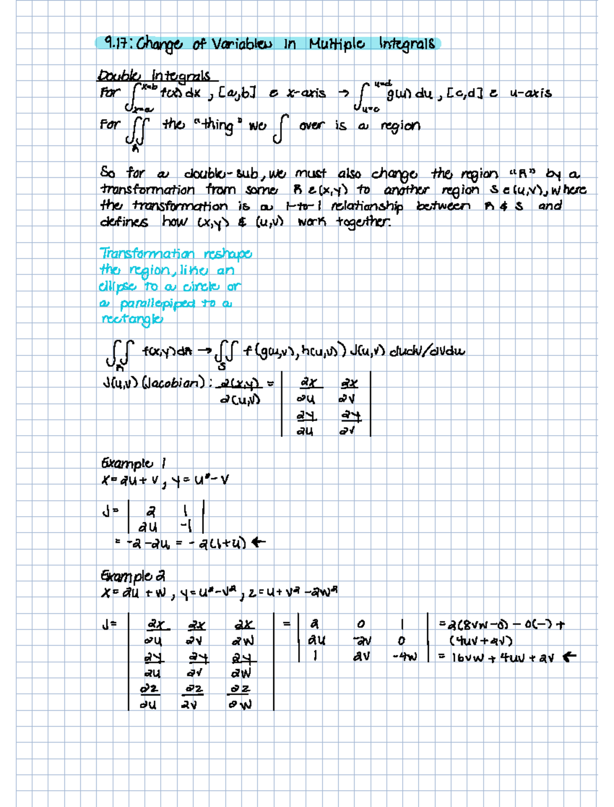 9.17:Change of Variables in Multiple Integrals - 9 change ofVariables ...