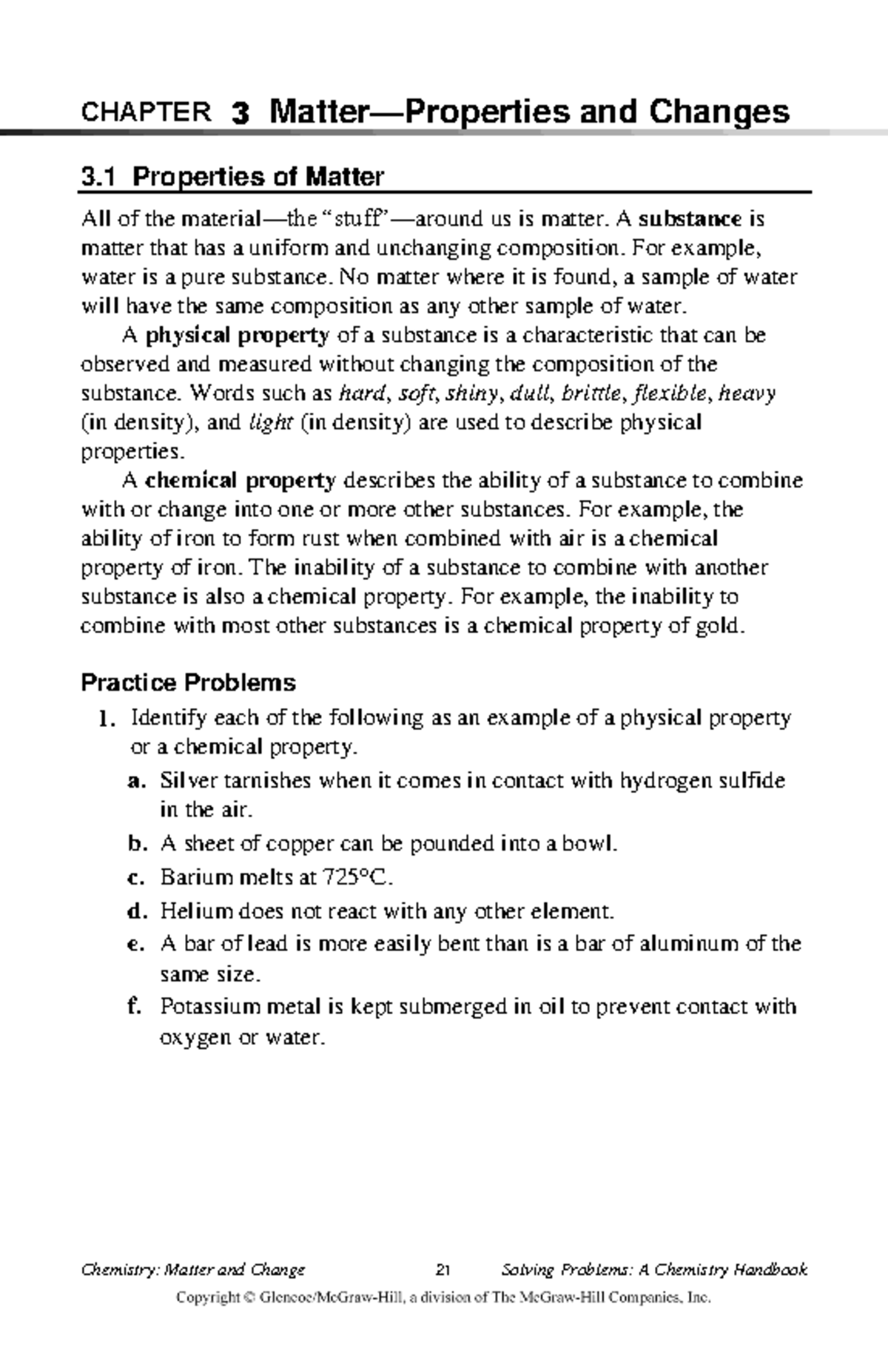 CH 3: Properties of Matter - Chemistry April 16-17 Study Guide - Studocu