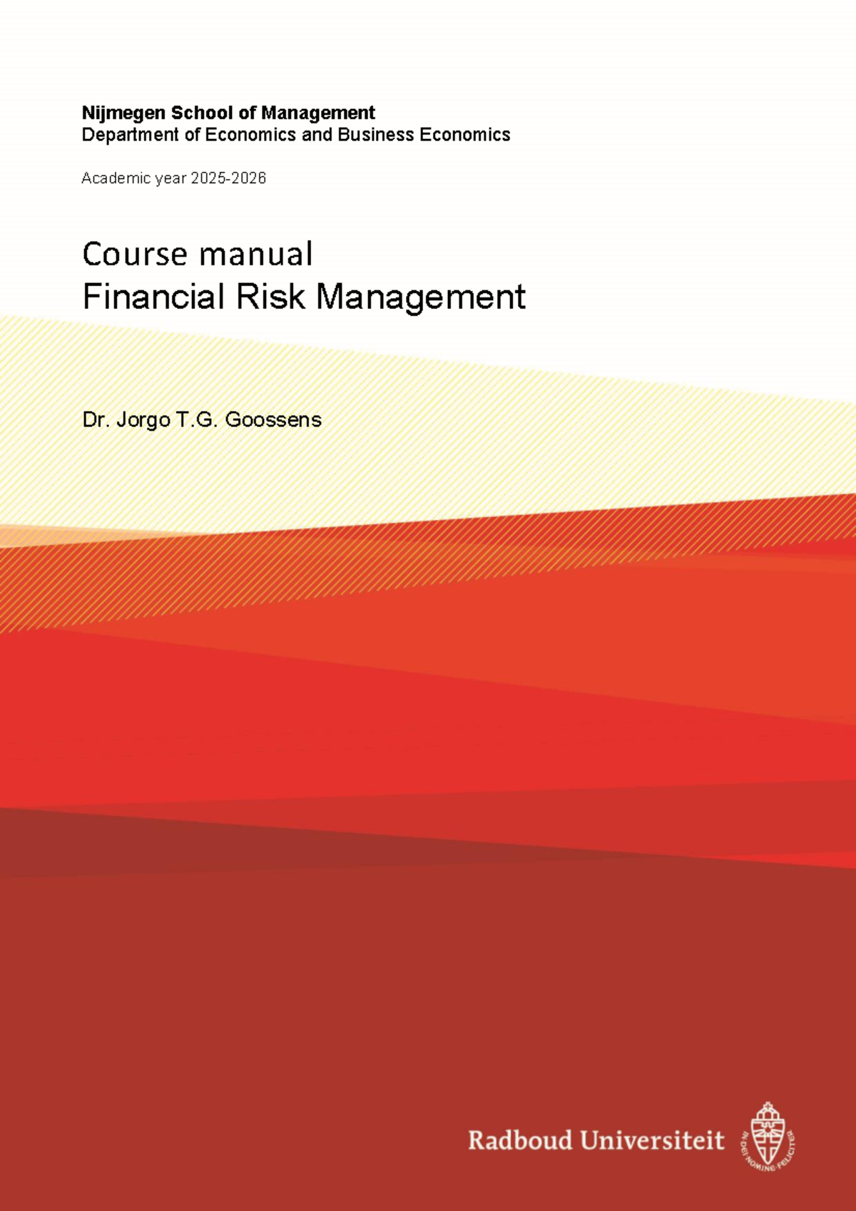 Course Manual for Financial Risk Management (ECO 3) 2025-2026 - Studeersnel