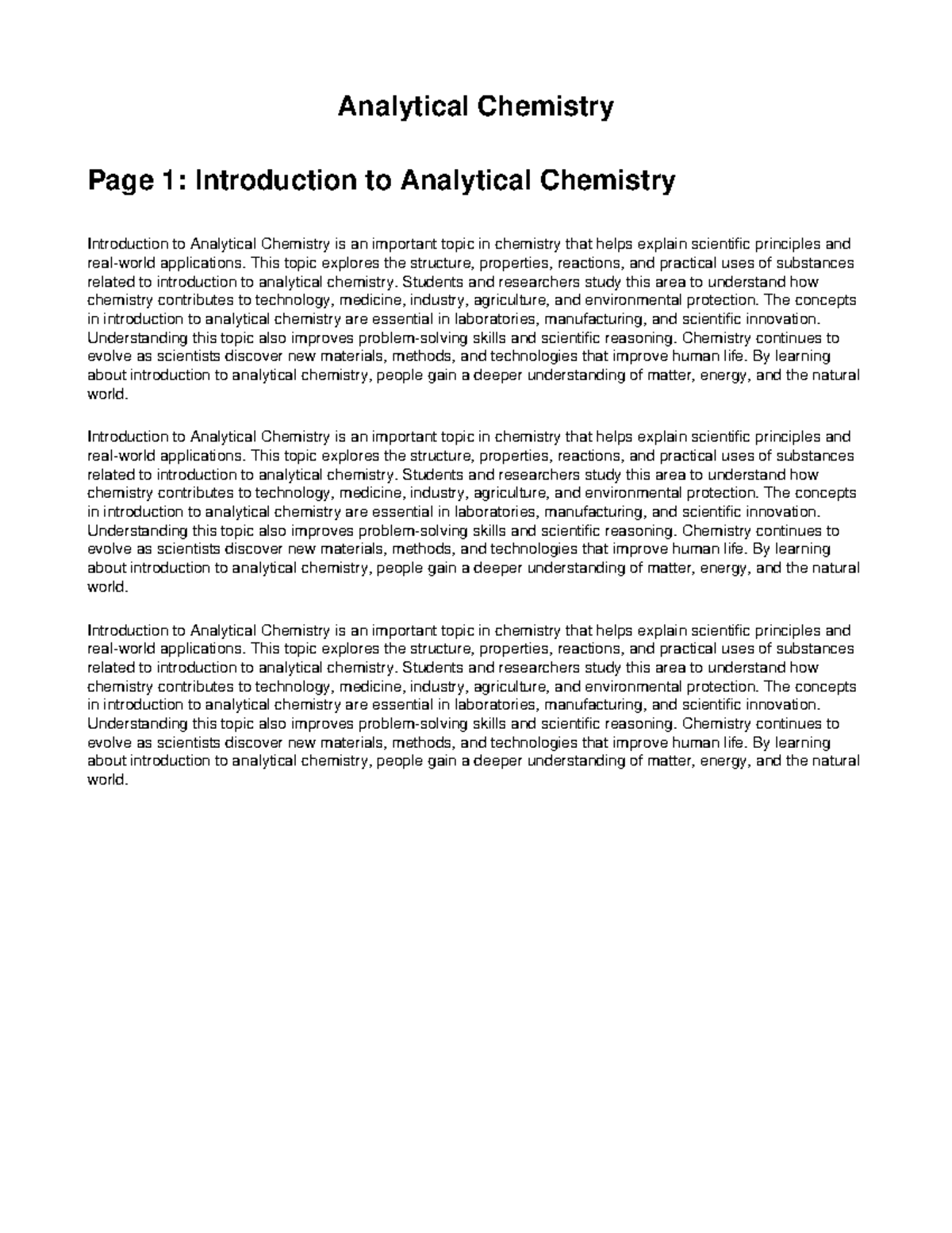 Analytical Chemistry: Key Concepts and Applications in Chem 101 - Studocu