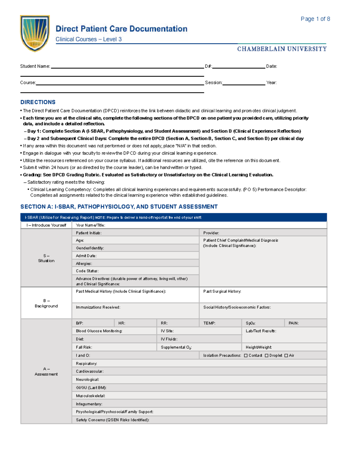 Level 3 DPCD - Direct Patient Care Documentation and Reflection - Studocu