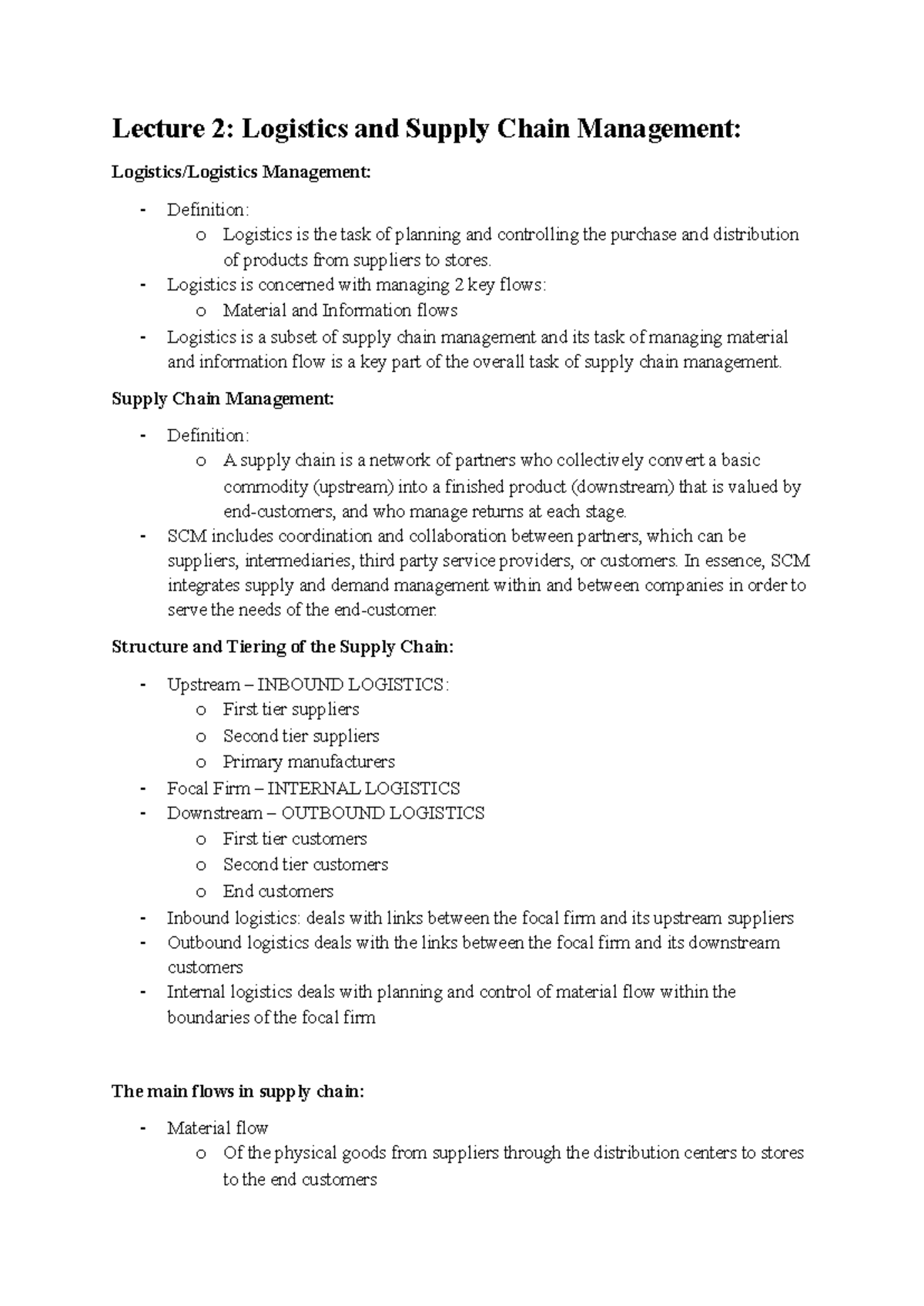 Lecture 2: Logistics & Supply Chain Management Overview (SC Notes ...