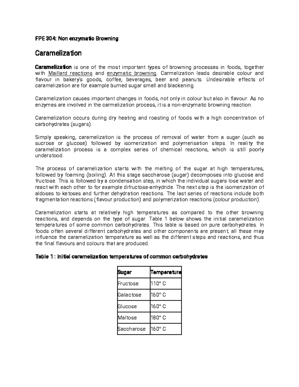FPE 304: Caramelization Process and Its Impact on Food Quality - Studocu