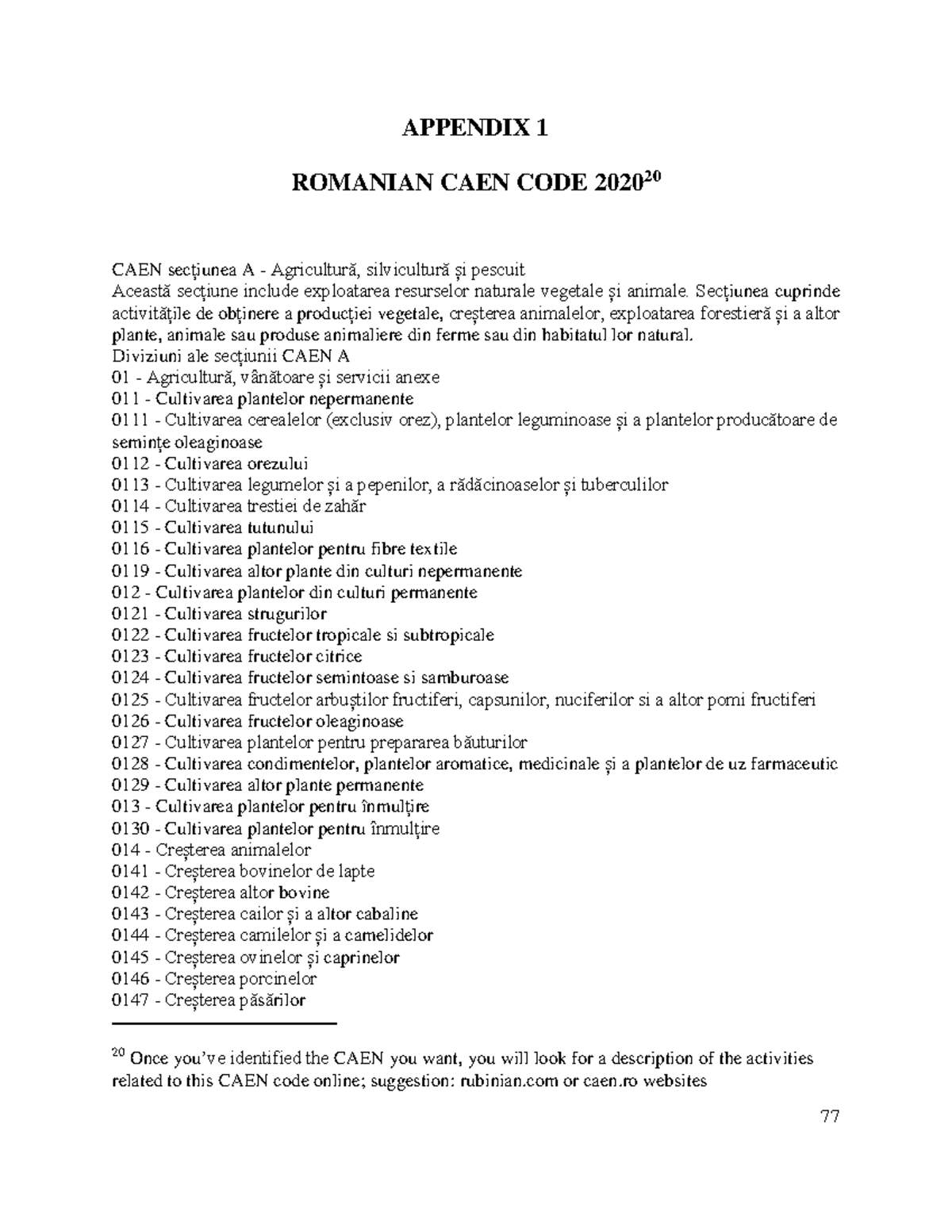 CAEN 2020: Coduri și Diviziuni Agricolă și Industrială - Studocu