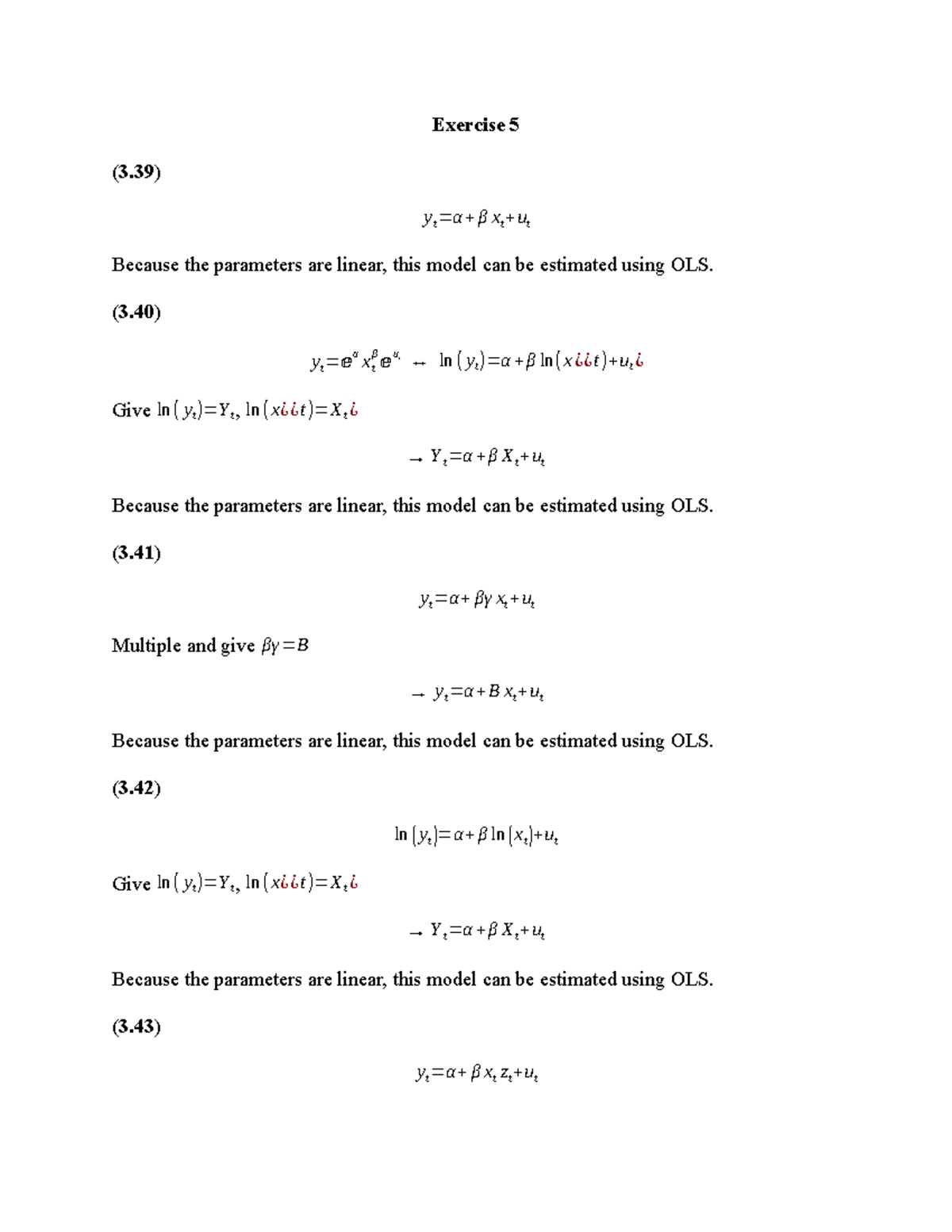 Econometrics I - Linear Model Estimation Techniques - Studocu