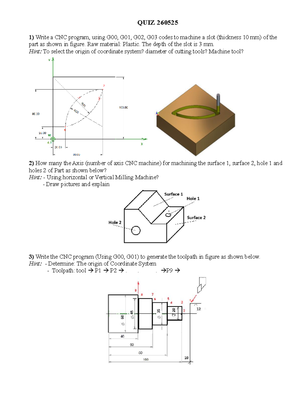 QUIZ 260525 - CNC Programming and Machining Exercises - Studocu