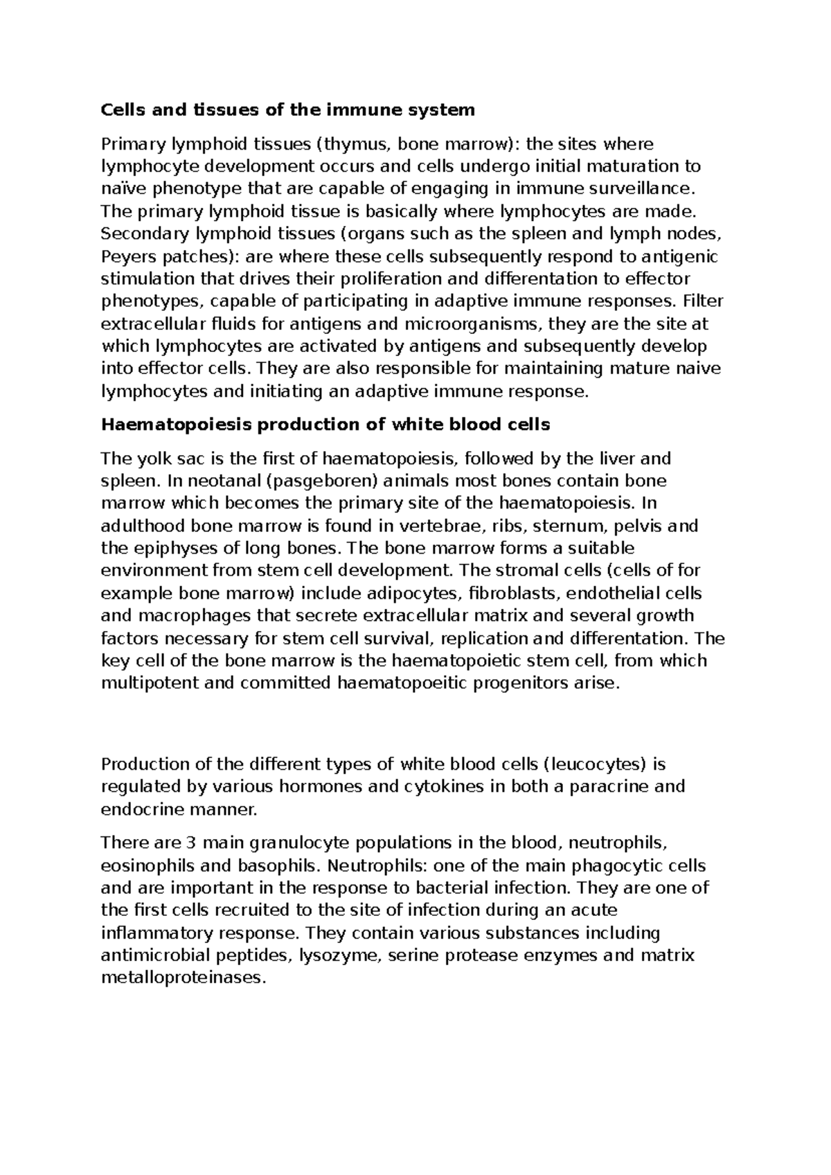 IMM 101 - Cells and Tissues of the Immune System Overview - Studeersnel
