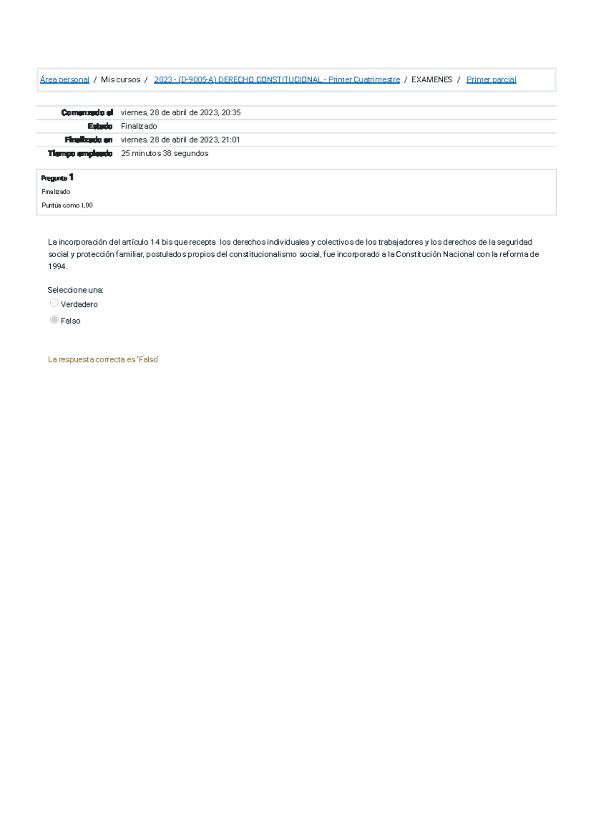 DC 1ER Parcial 2023: Examen de Derecho Constitucional y Reformas - Studocu
