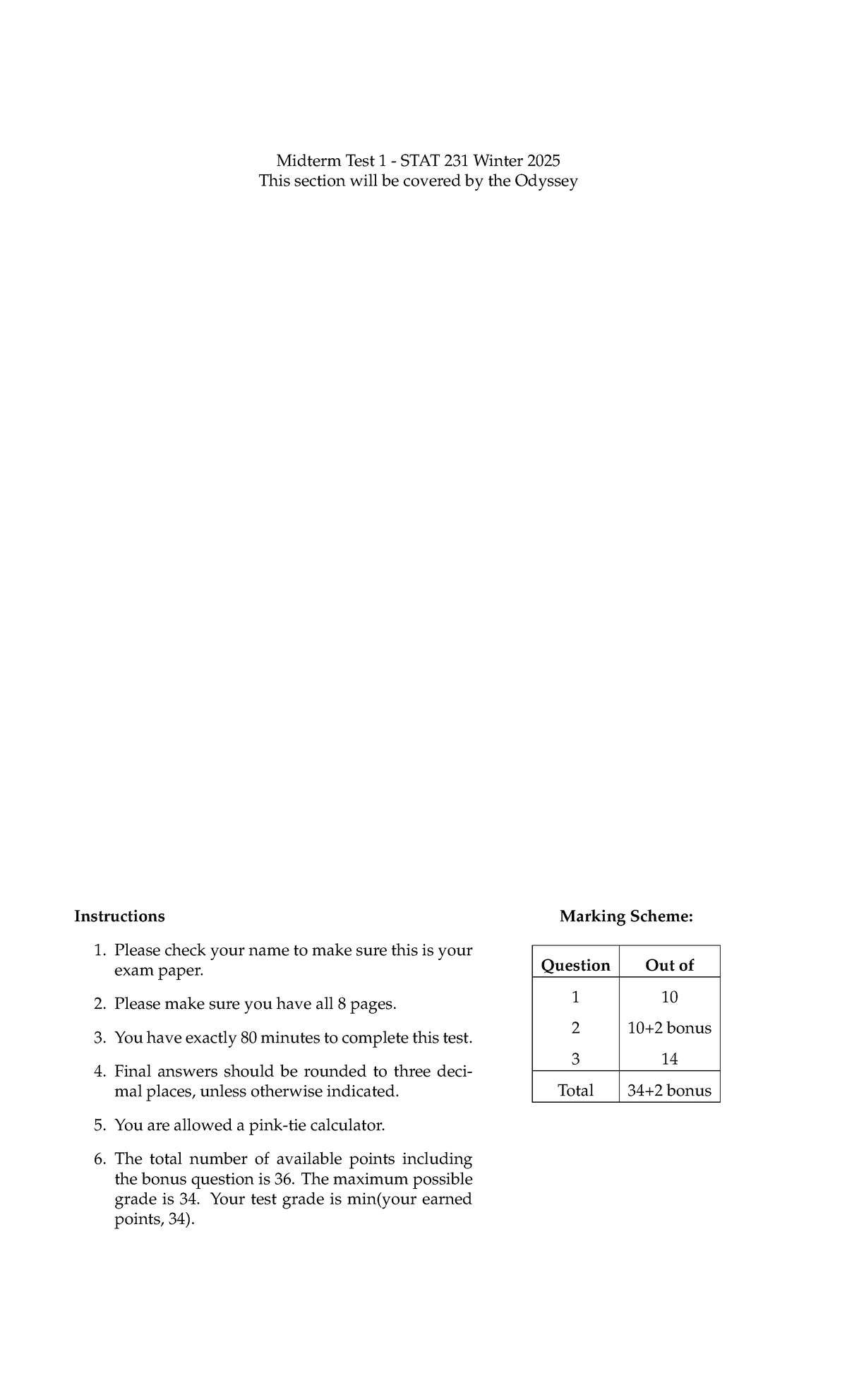 STAT 231 W25 Midterm 1 Solutions and Marking Scheme Review - Studocu