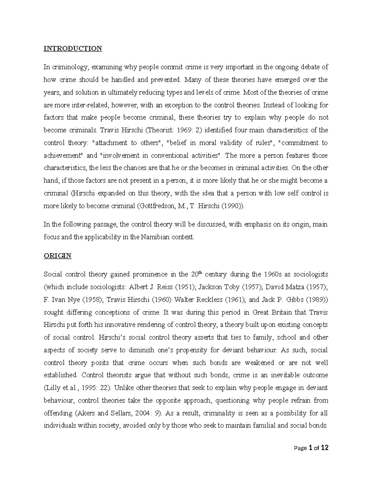 introduction to law - INTRODUCTION In criminology, examining why people ...