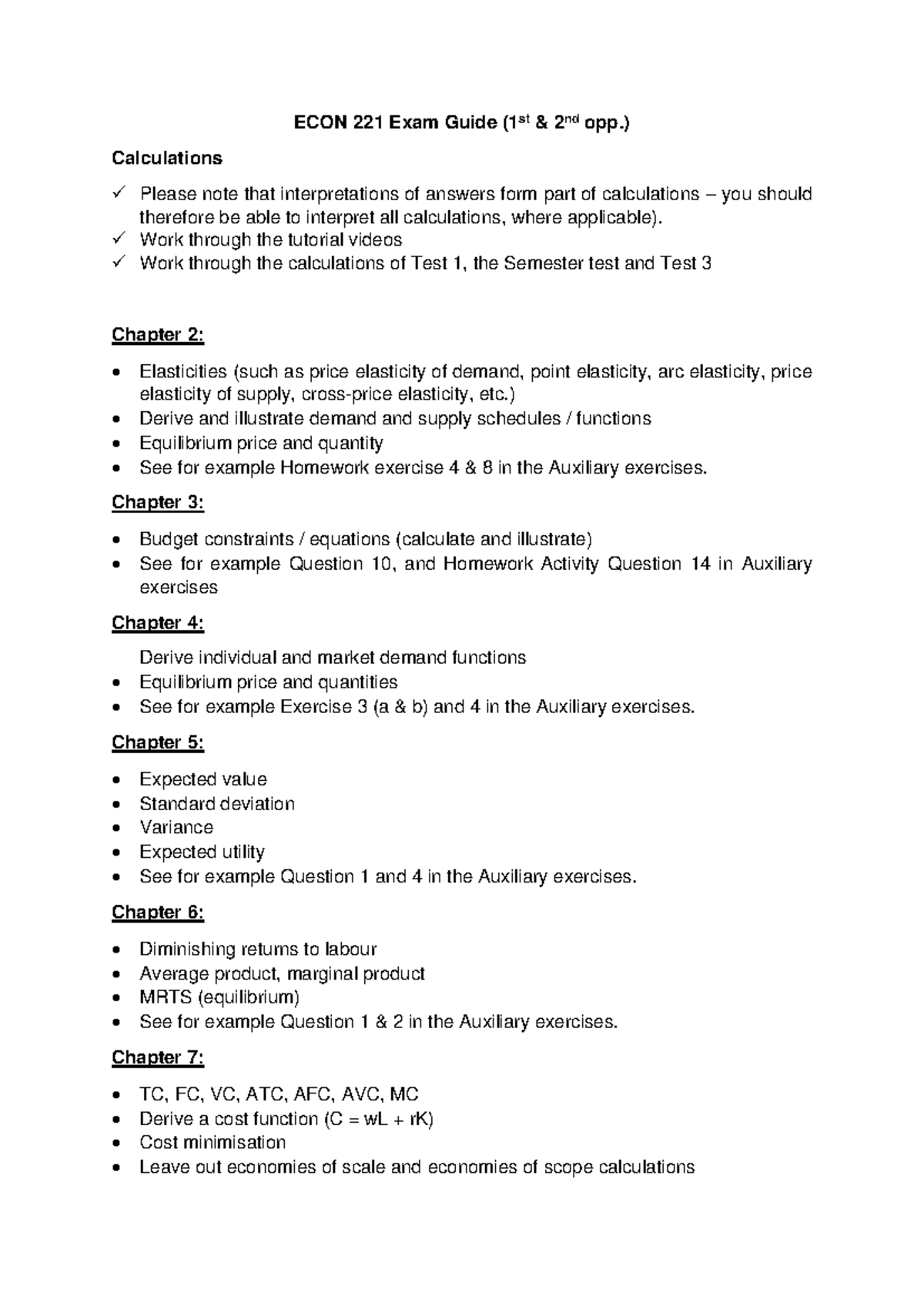 ECON 221 Final Exam Study Guide: Key Topics & Calculations - Studocu