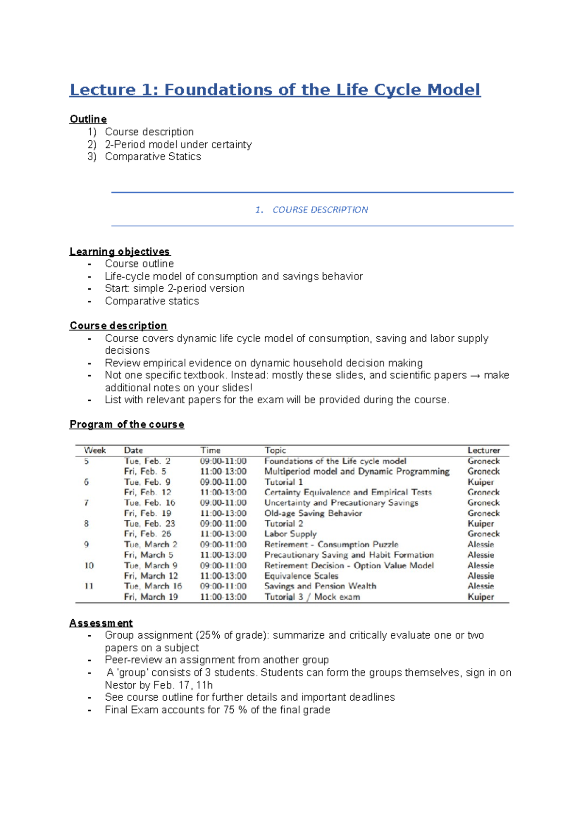 Lecture 1: Foundations of the Life Cycle Model - College Notes ...