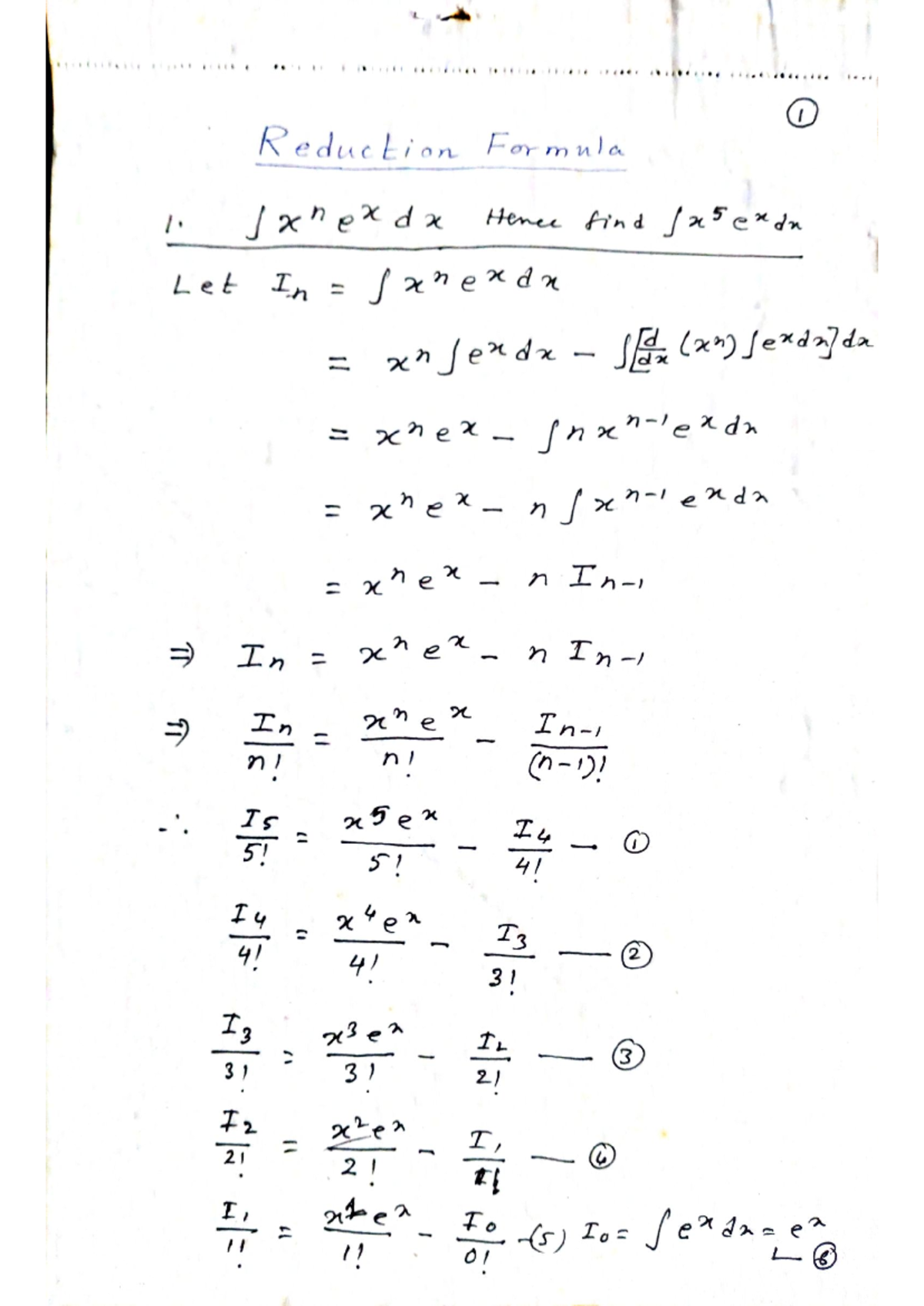 Reduction Formulas for Integrals: Math 1 - Power Series - Studocu
