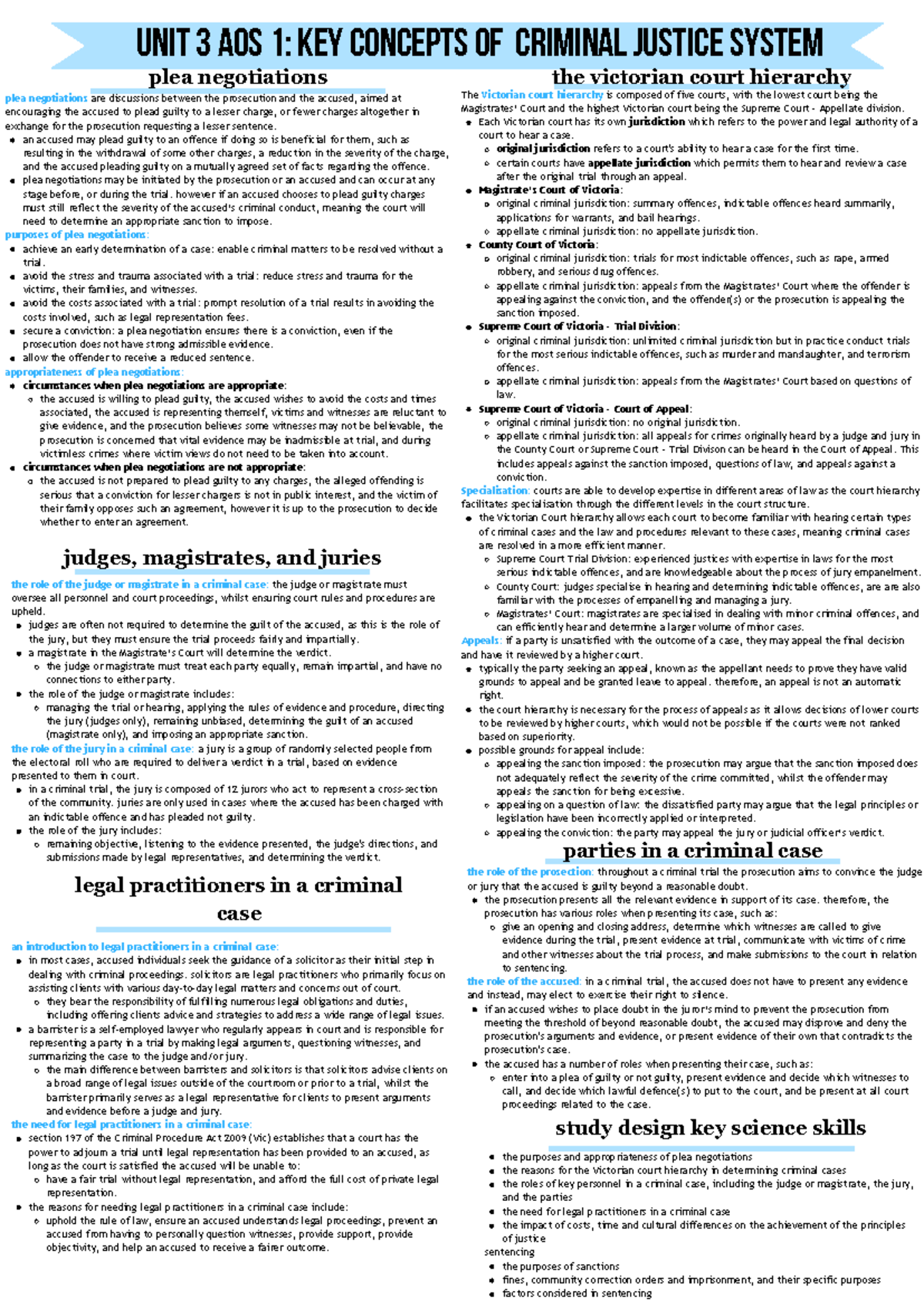Unit 3 AOS 1: Key Concepts of the Criminal Justice System - Studocu