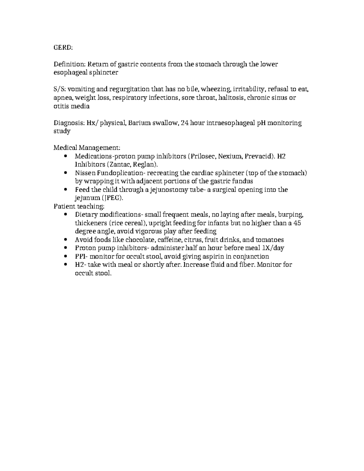 GERD-5: Lecture Notes on Diagnosis and Management of GERD - Studocu