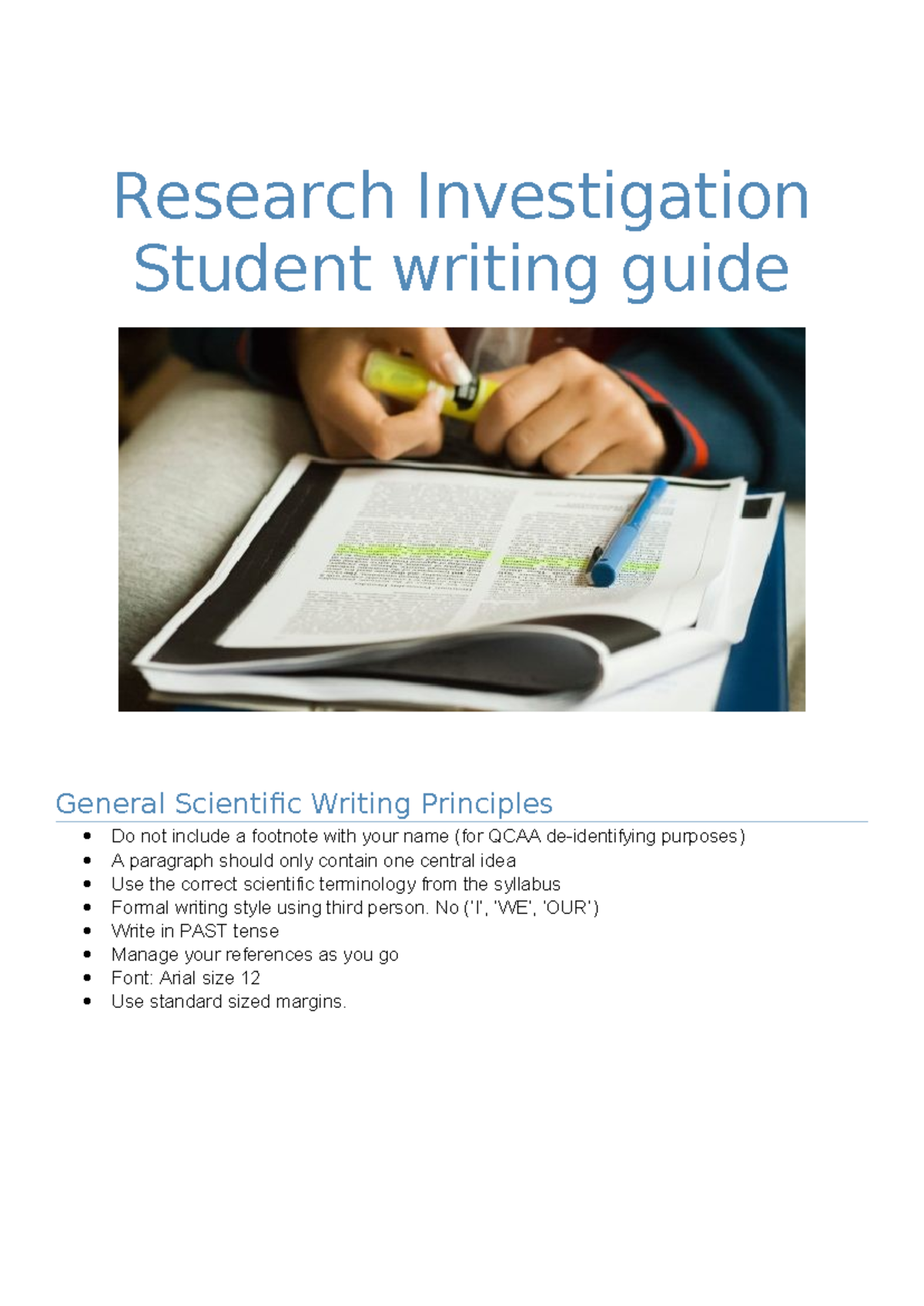 Research Investigation Writing Guide for Students - Studocu
