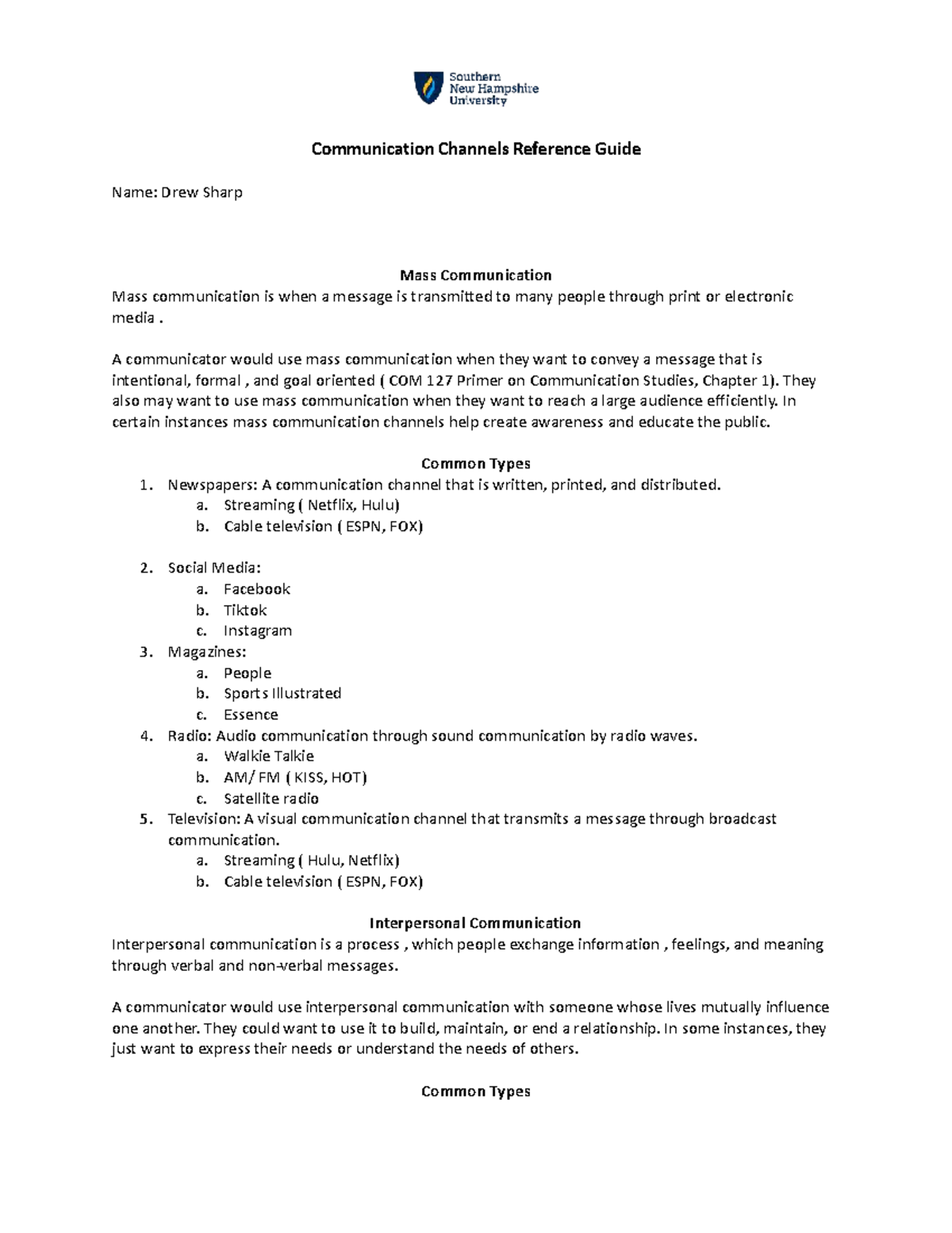 COM 127 Reference Guide Template - Communication Channels Reference ...