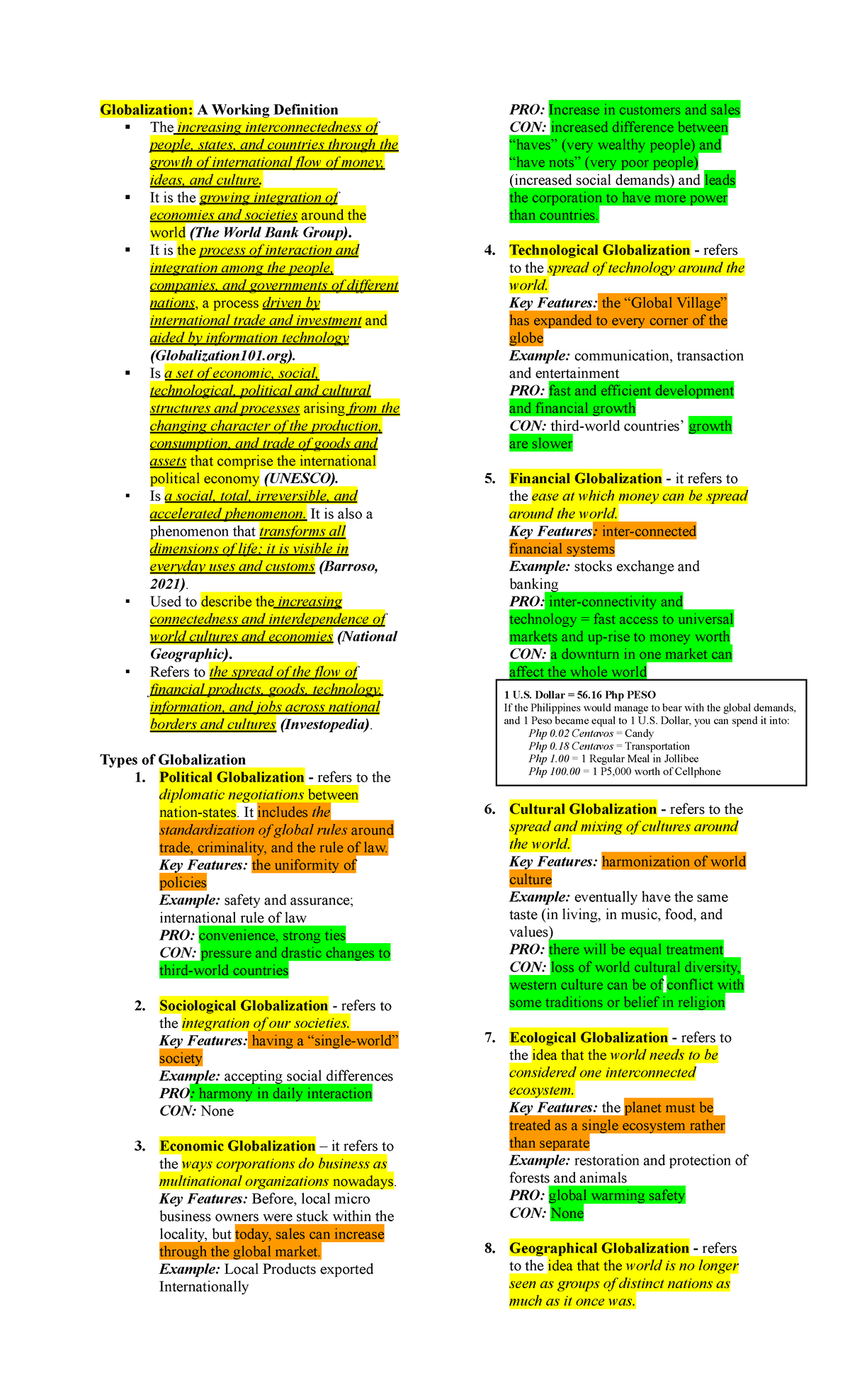 Globalization Course Code Glb101 Lecture Notes Overview Studocu