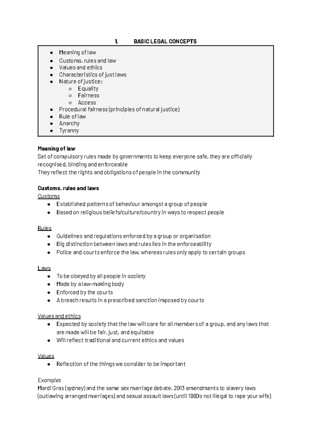 YEAR 11 Legal Studies Summary: Key Concepts and Principles - Studocu