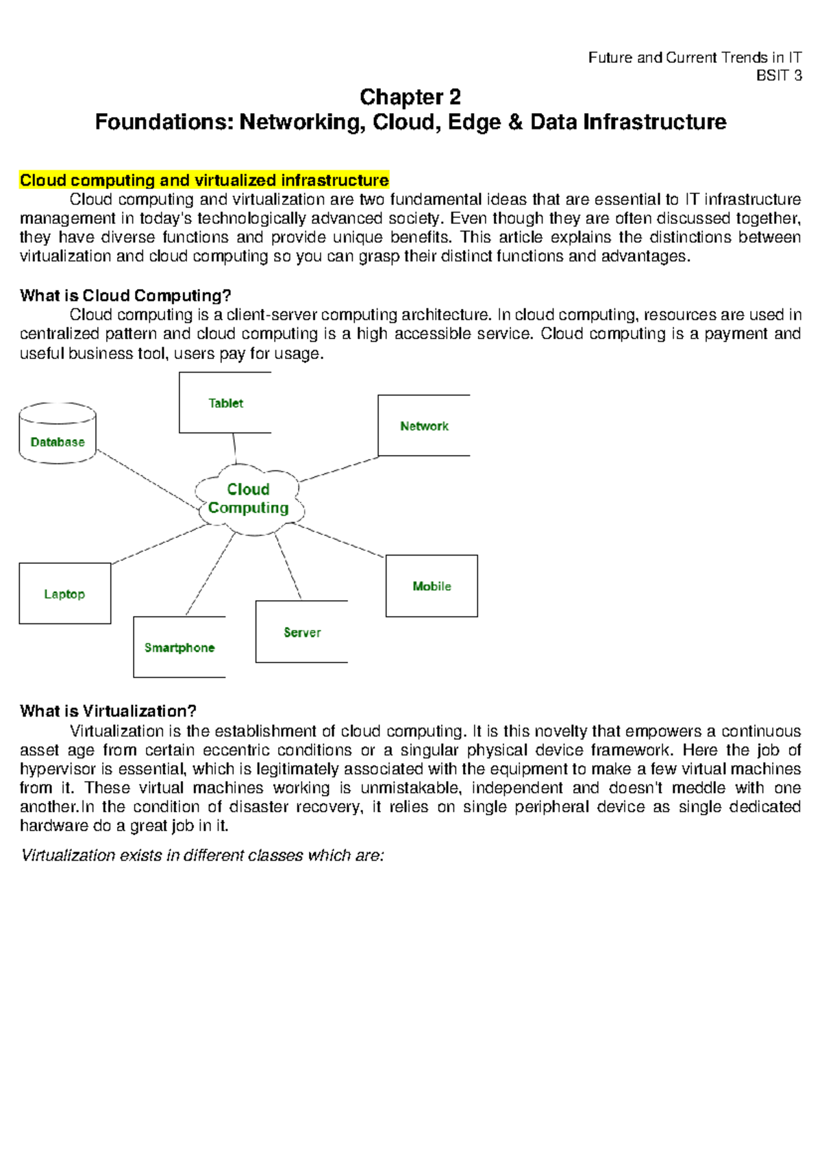 Future and Current Trends in IT BSIT 3 Chapter 2: Networking, Cloud ...