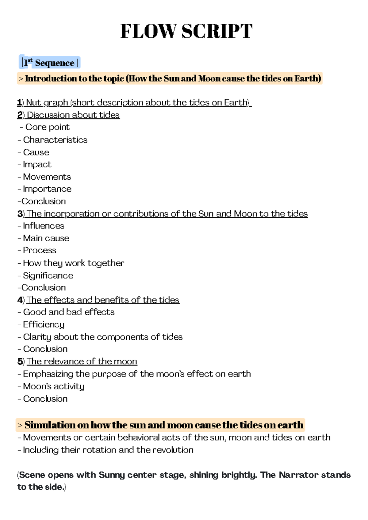 FLOW Script: How the Sun & Moon Cause Earth's Tides - Studocu