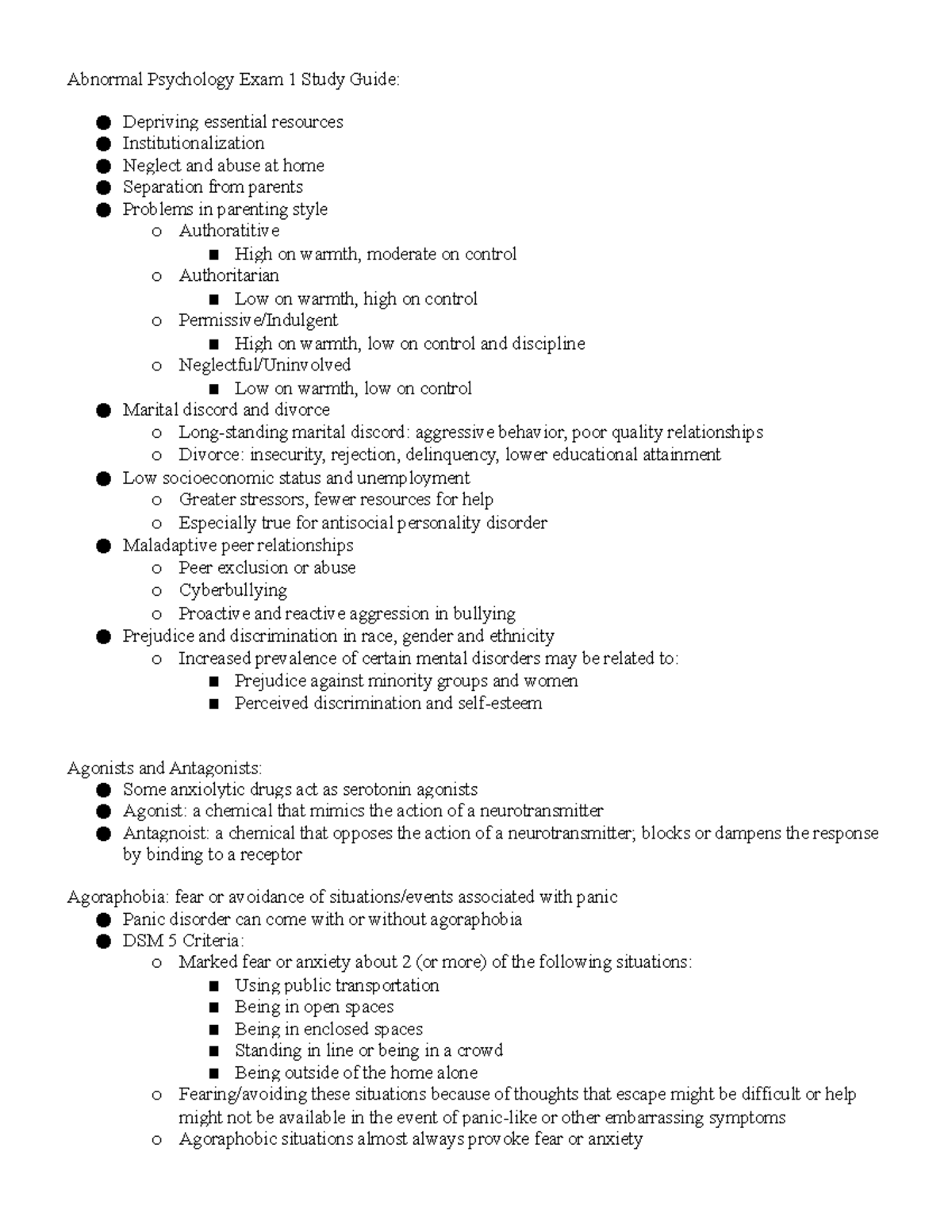 PSYC138 Final Exam Study Guide: Key Concepts in Abnormal Psychology ...
