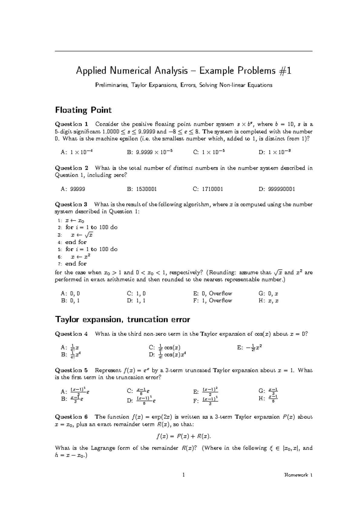 Verplichte Opgaven - A1 | Applied Numerical Analysis - Example Problems ...