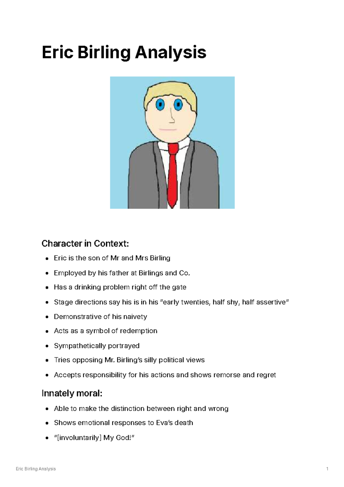 Analysis of Eric Birling's Character in Context (ENG 101) - Studocu