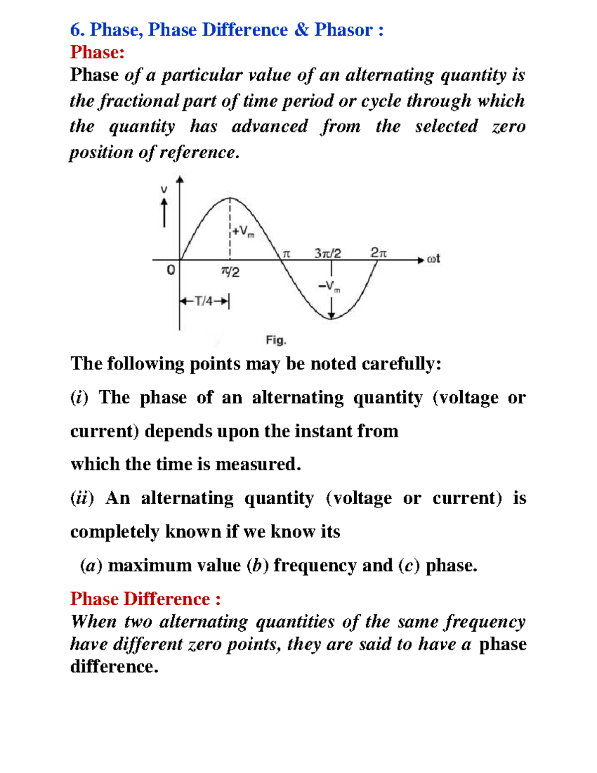 6. Phase, Phase Difference & Phasor Concepts Explained - Studocu