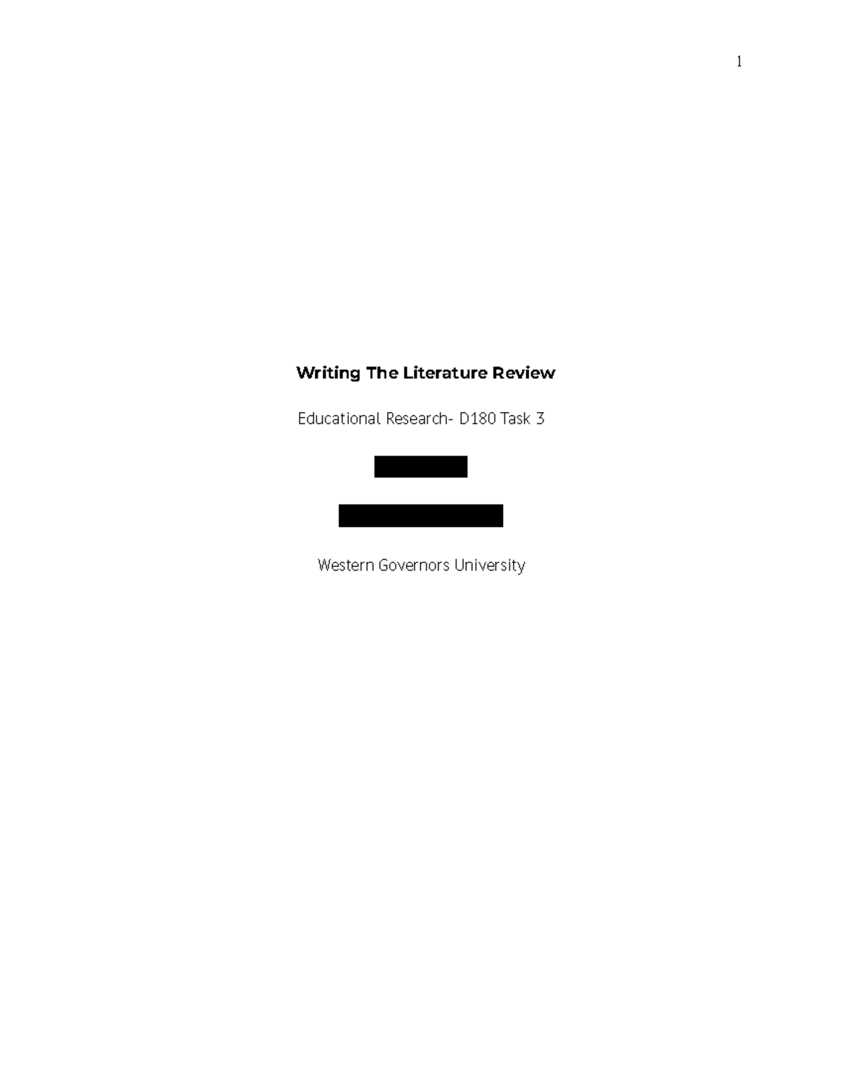 D180 Task 3 - passed - Writing The Literature Review Educational ...