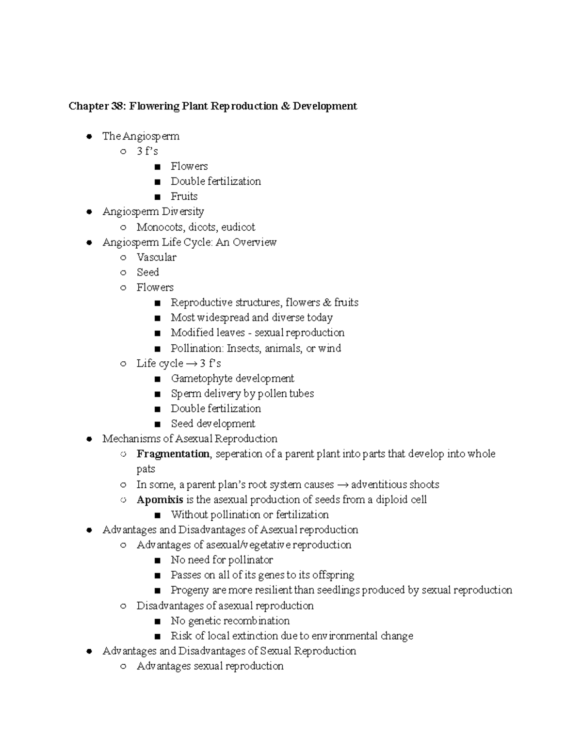 Chapter 38 Lecture Notes: Flowering Plant Reproduction & Development ...