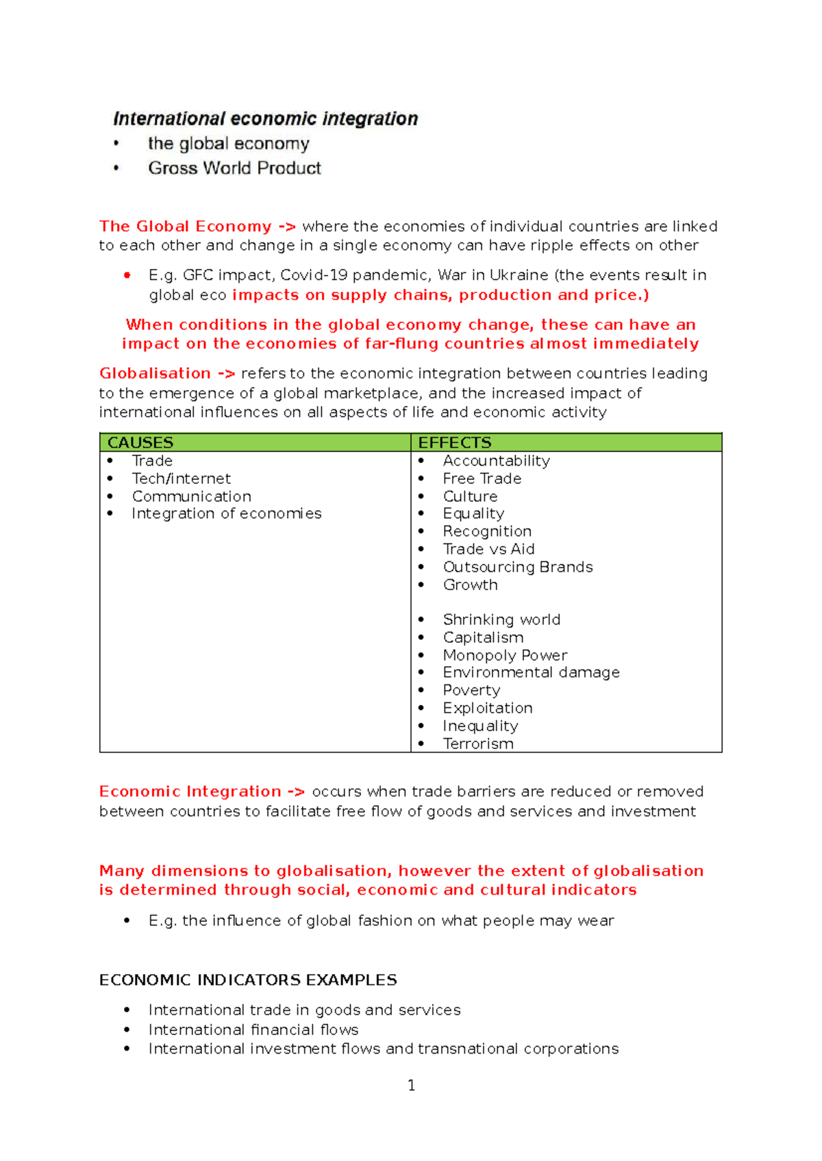 HSC Topic 1 Study: Global Economy Insights and Impacts - Studocu
