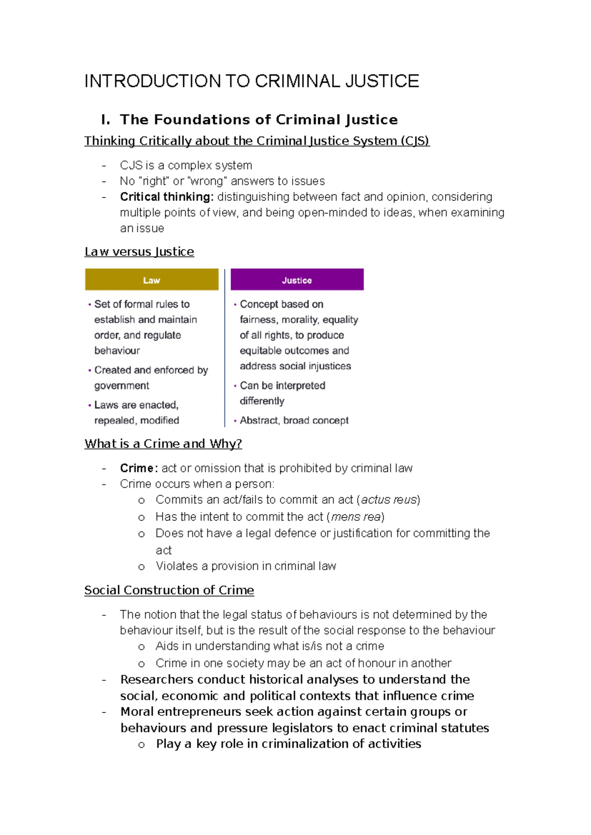 Introduction TO Criminal Justice - INTRODUCTION TO CRIMINAL JUSTICE I ...