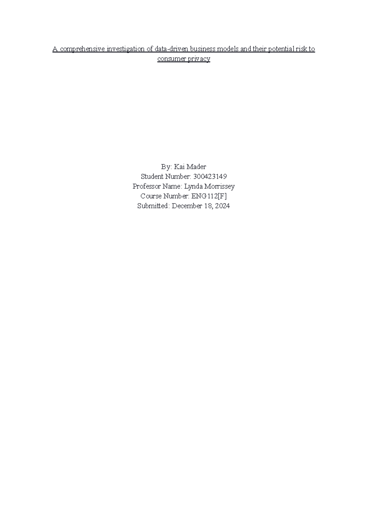 A comprehensive investigation of data-driven business models and their ...