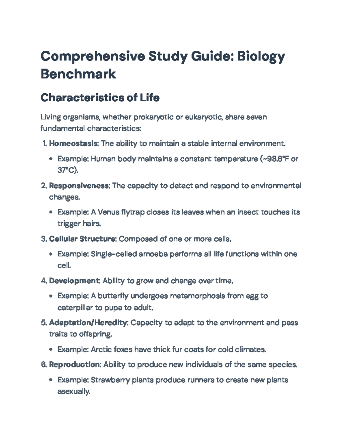 Biology Study Guide: Key Concepts for Benchmark Exam Preparation - Studocu
