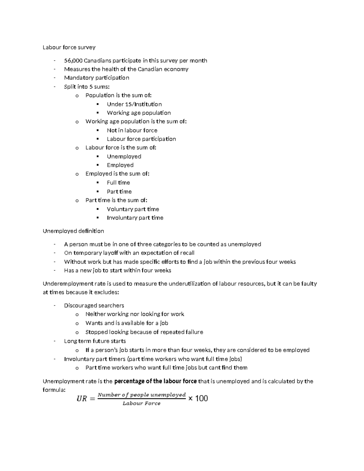 Econ1022B Chapter 5 Labour Force Survey Insight Notes - Studocu