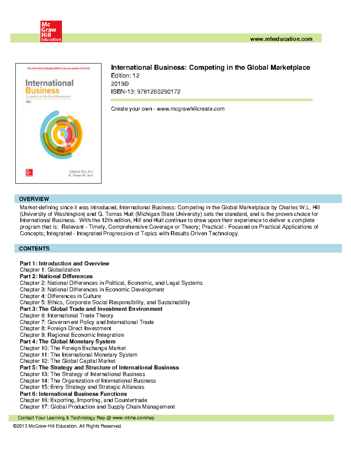 462706148 International Business: Competing Globally (12th Ed) - Document Preview