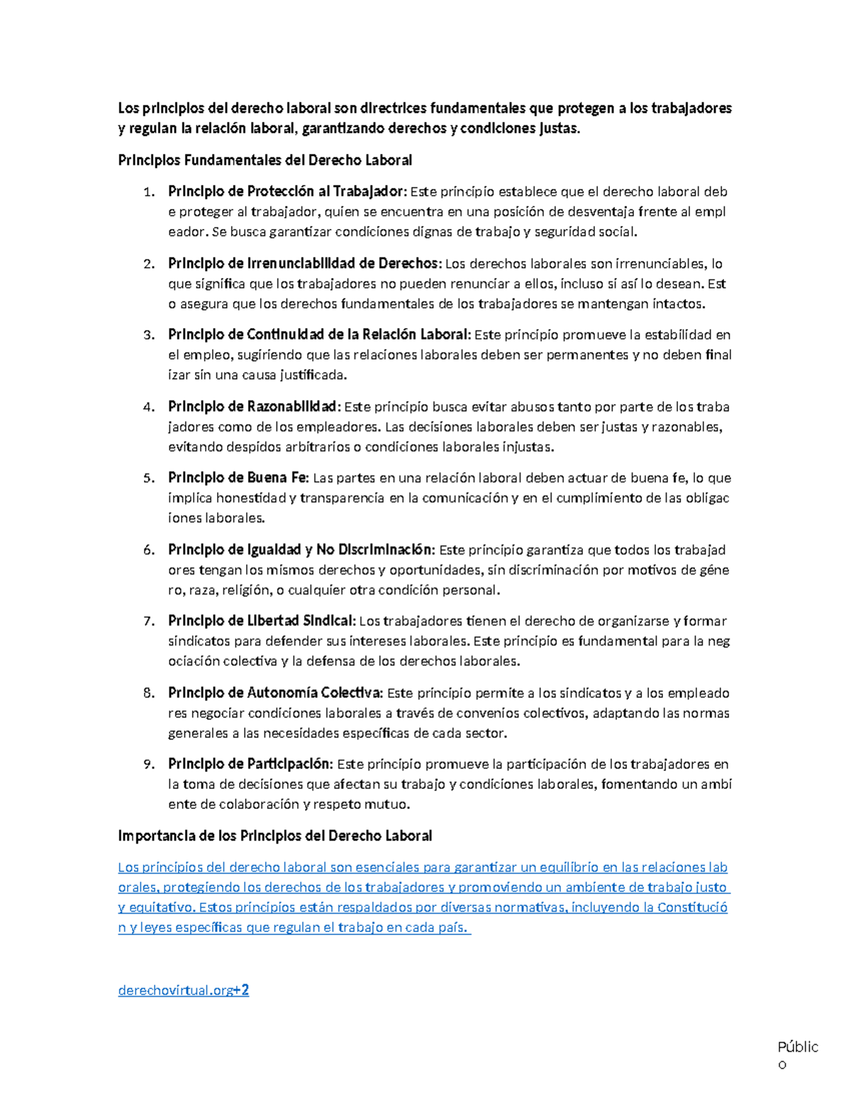 Principios Fundamentales del Derecho Laboral - Tarea Universidad 1 ...
