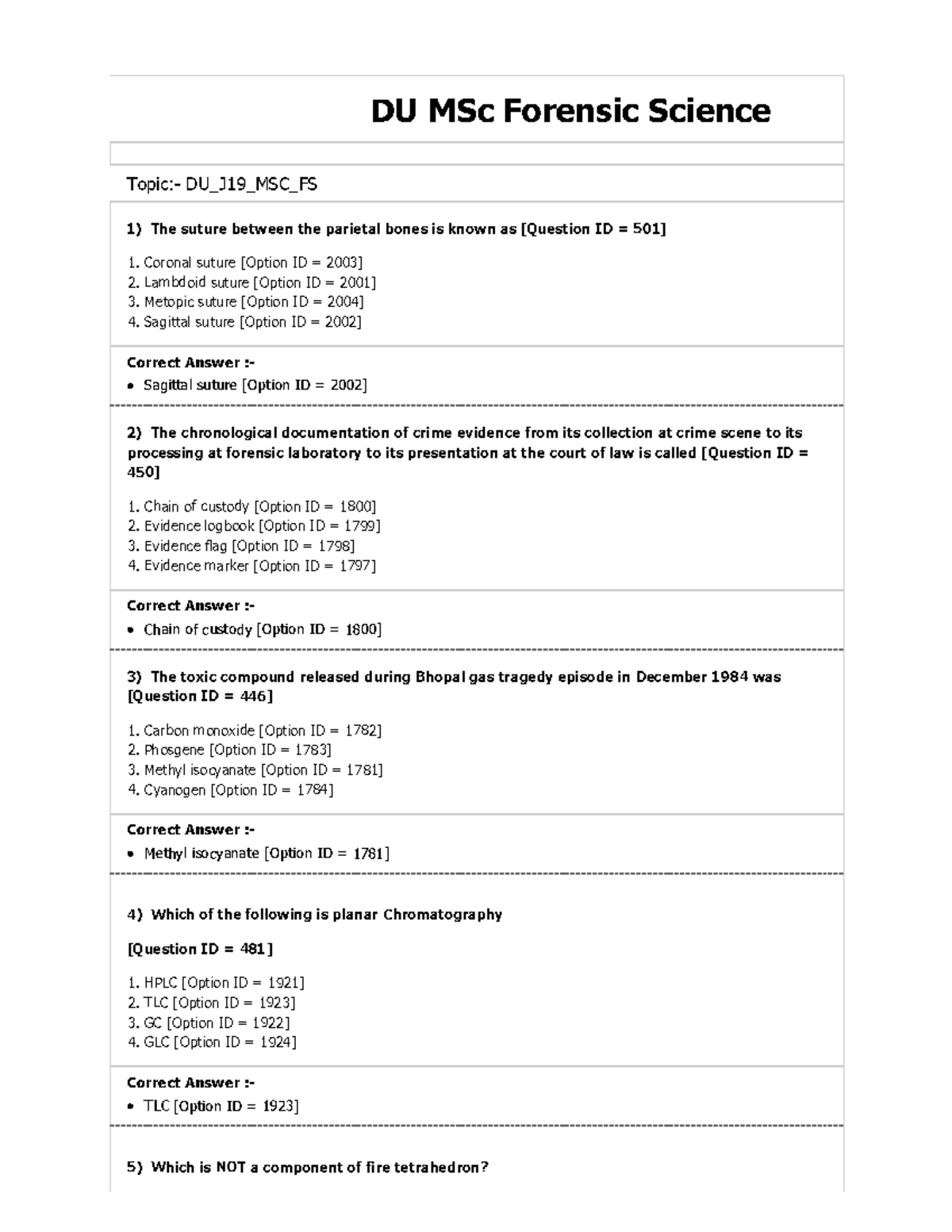 Final Exam Study Notes for DUET 2019 MSc Forensic Science - Studocu