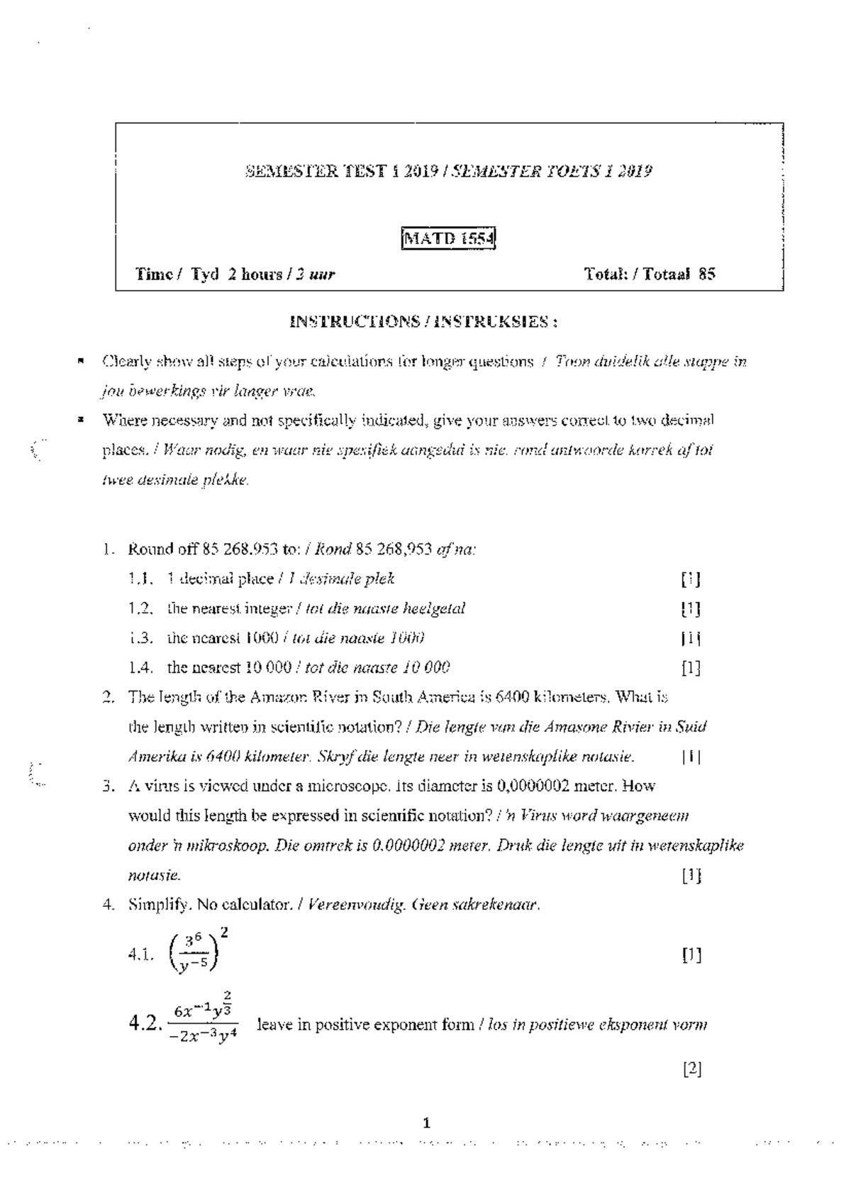 Sem Test 1 2019 MATD 1554 - Essential Prep Notes - Studocu