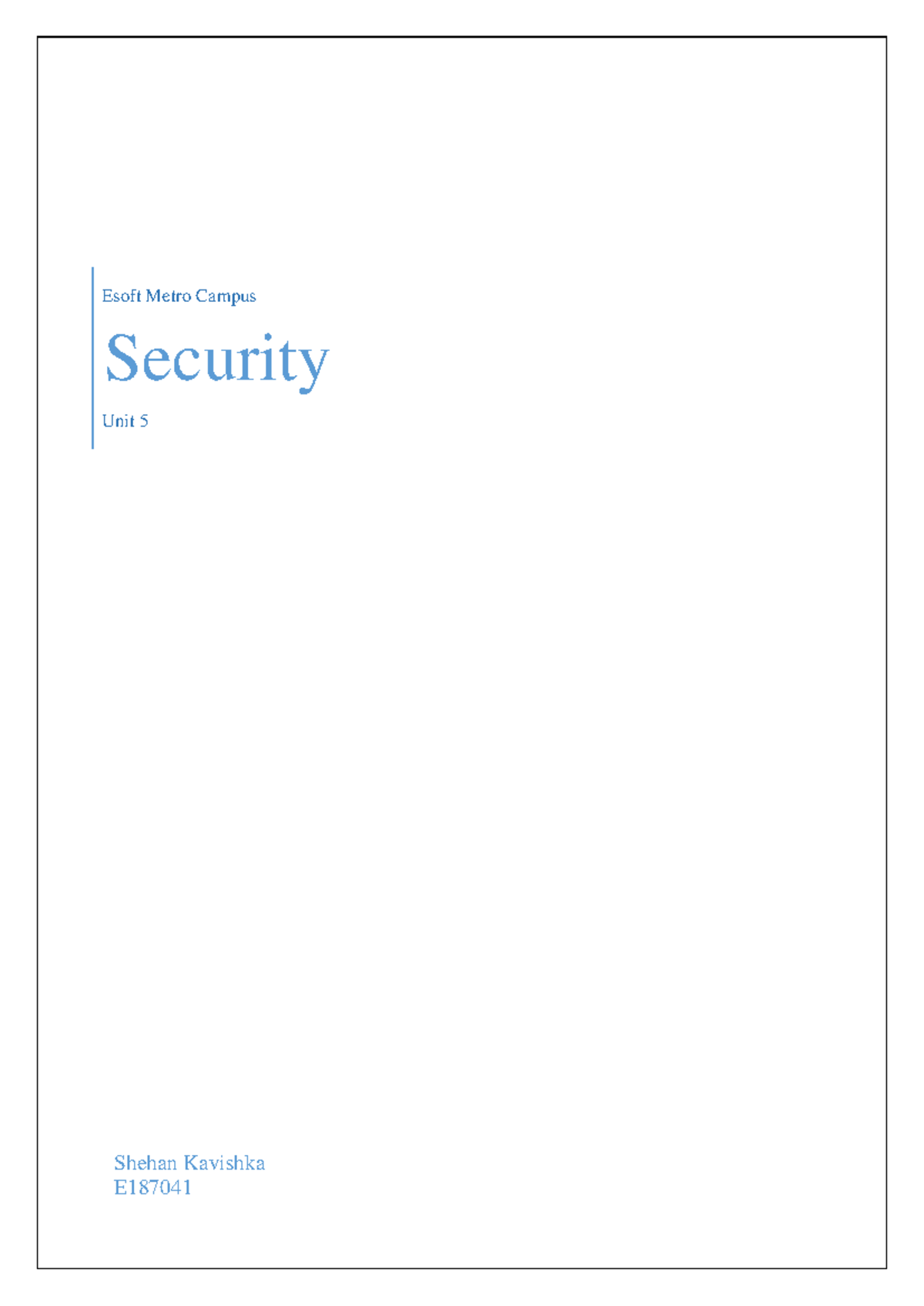 Security - SEM 2 - Esoft Metro Campus Security Unit 5 Shehan Kavishka E ...