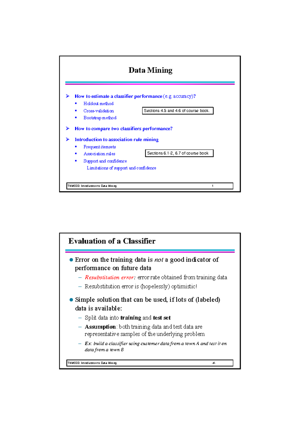 Data Mining Lecture 06 Data Mining Tnm033 Introduction To Data