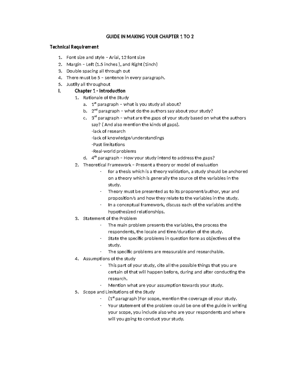GUIDE IN MAKING CHAPTER 1 & 2: Technical Requirements - Studocu