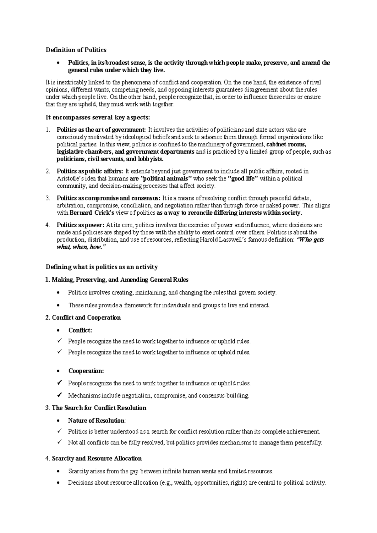 POL 101: Understanding the Definition and Dynamics of Politics - Studocu