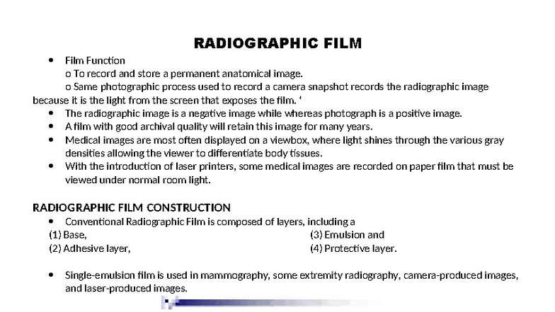 RADIOGRAPHIC FILM: Construction, Types, and Characteristics (QA/QC-4 ...