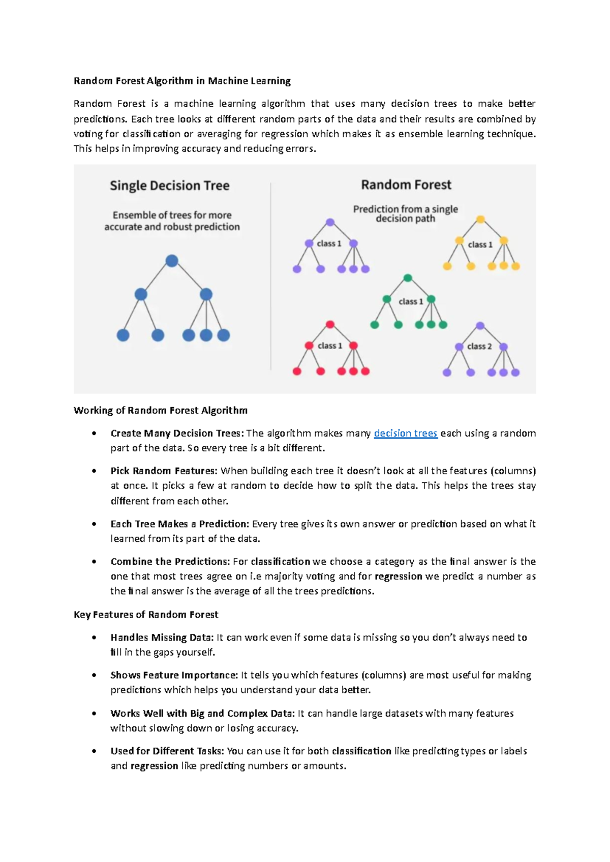 Machine Learning (ML) Random Forest Algorithm Overview - Studocu